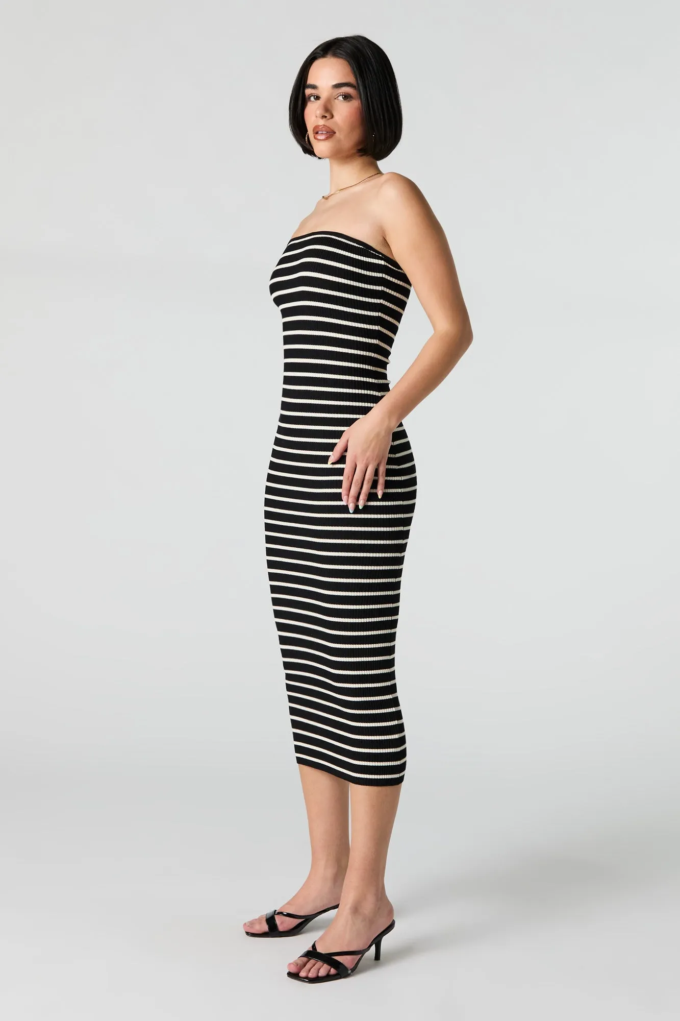 Robe midi côtelée rayée sans bretelles sold by Urban Planet product image thumbnail 2