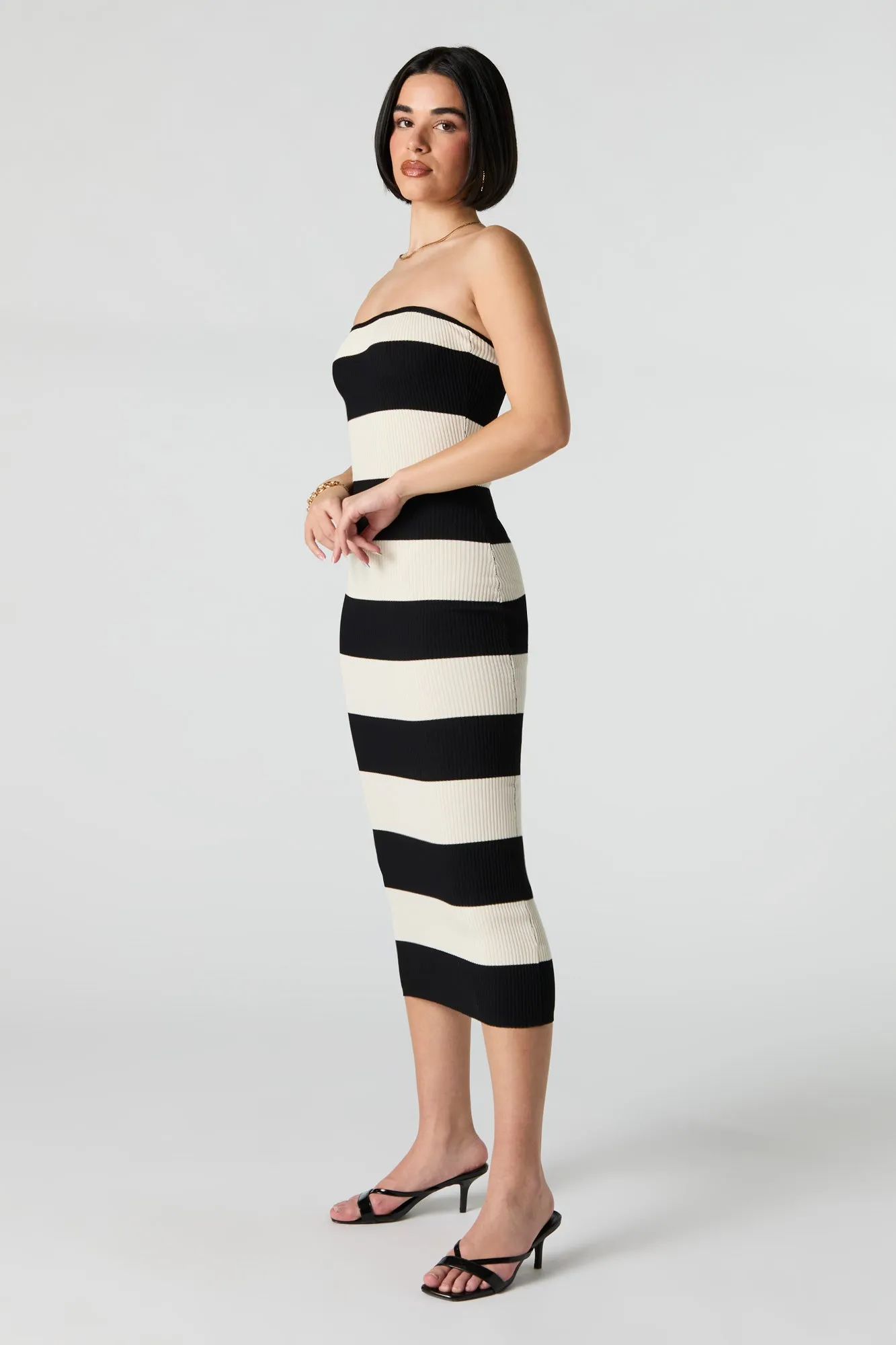 Robe midi côtelée rayée sans bretelles sold by Urban Planet product image thumbnail 5