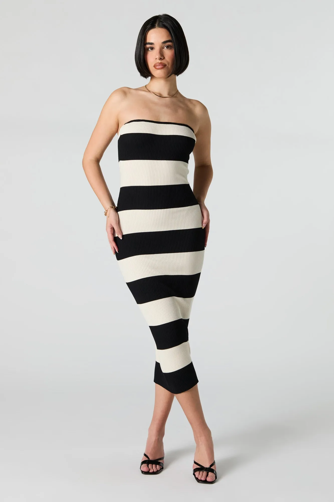 Robe midi côtelée rayée sans bretelles sold by Urban Planet product image thumbnail 4