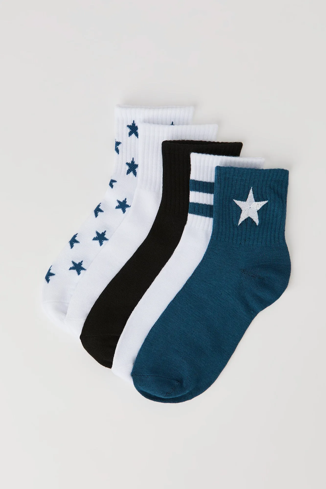 Embroidered Quarter Socks (5 Pack) sold by Urban Planet