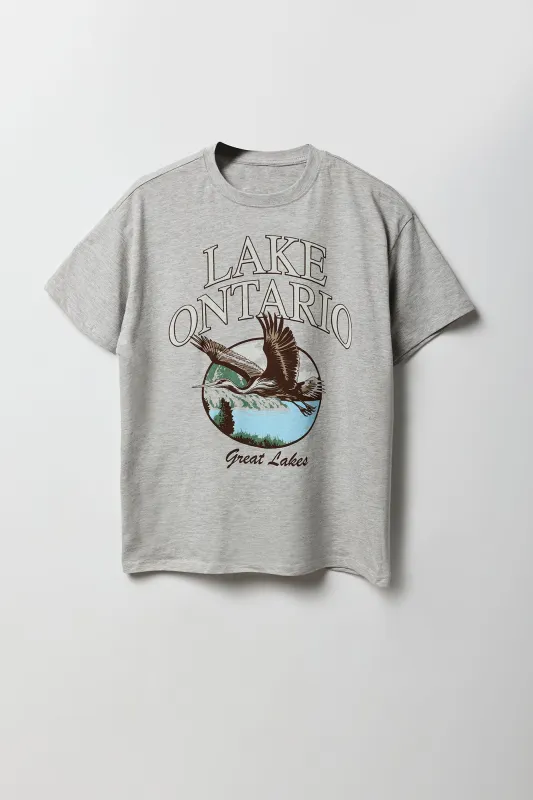 Lake Ontario Graphic Boyfriend T-Shirt sold by Urban Planet