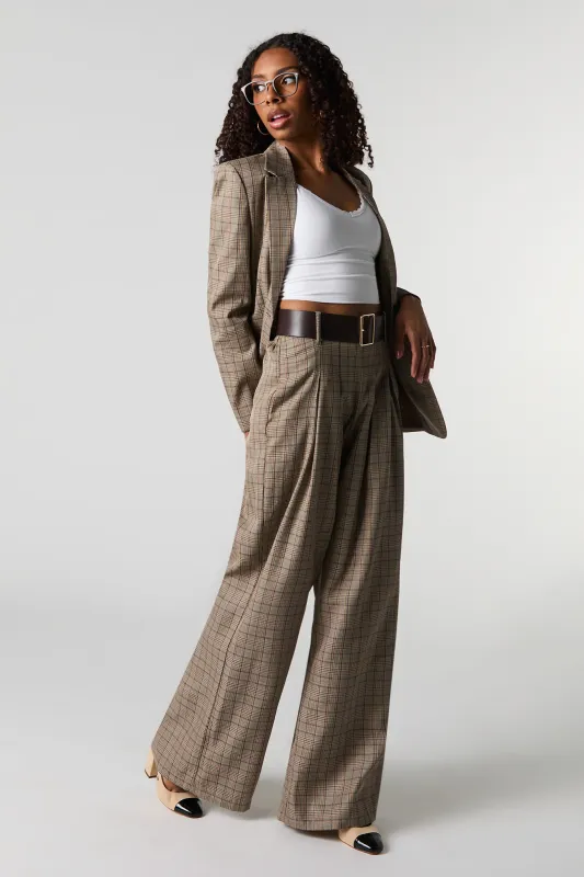 Plaid Belted Wide Leg Dress Pant sold by Urban Planet