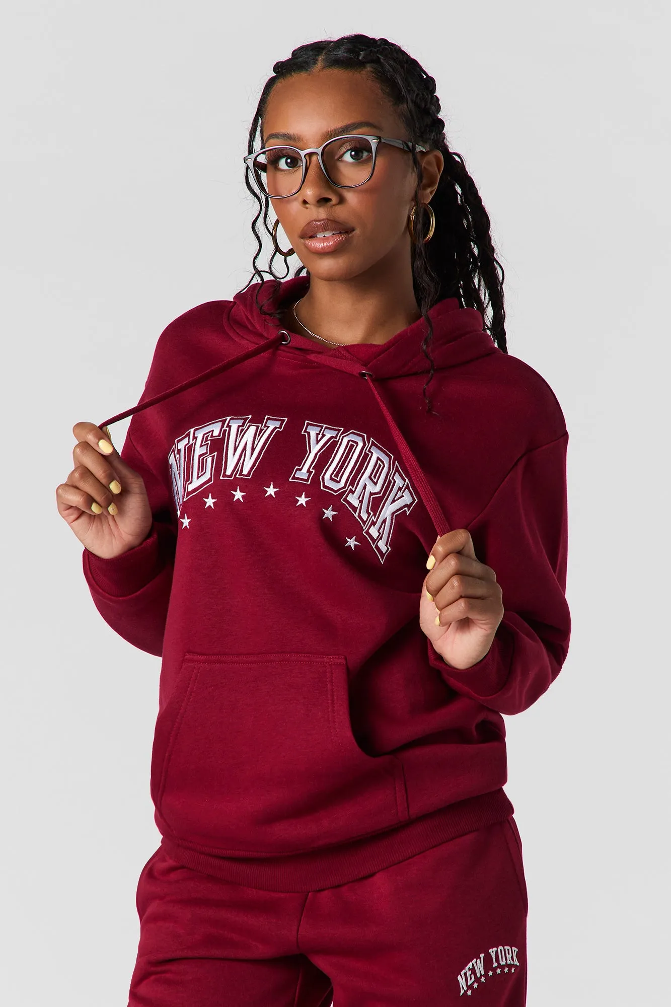 NY Embroidered Fleece Oversized Hoodie sold by Urban Planet