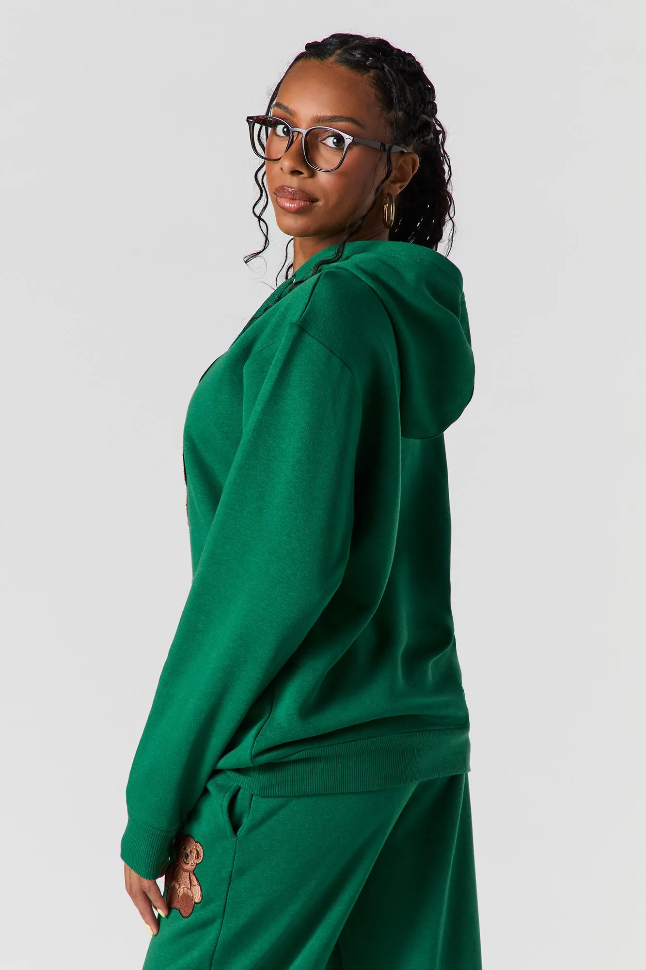 Teddy Bear Chenille Embroidered Fleece Oversized Hoodie sold by Urban Planet product image thumbnail 2