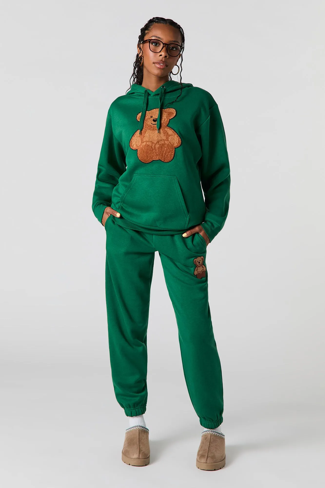 Teddy Bear Chenille Embroidered Fleece Oversized Hoodie sold by Urban Planet product image thumbnail 3