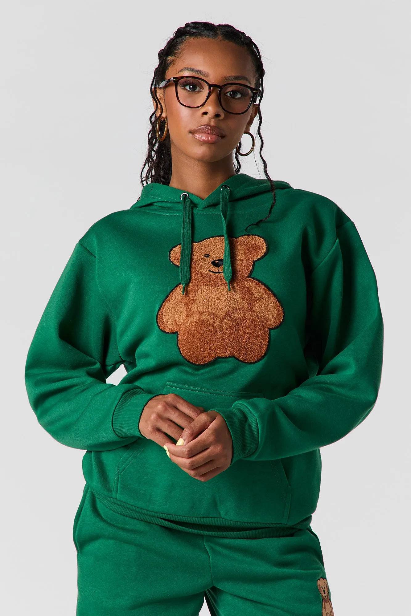Teddy Bear Chenille Embroidered Fleece Oversized Hoodie sold by Urban Planet