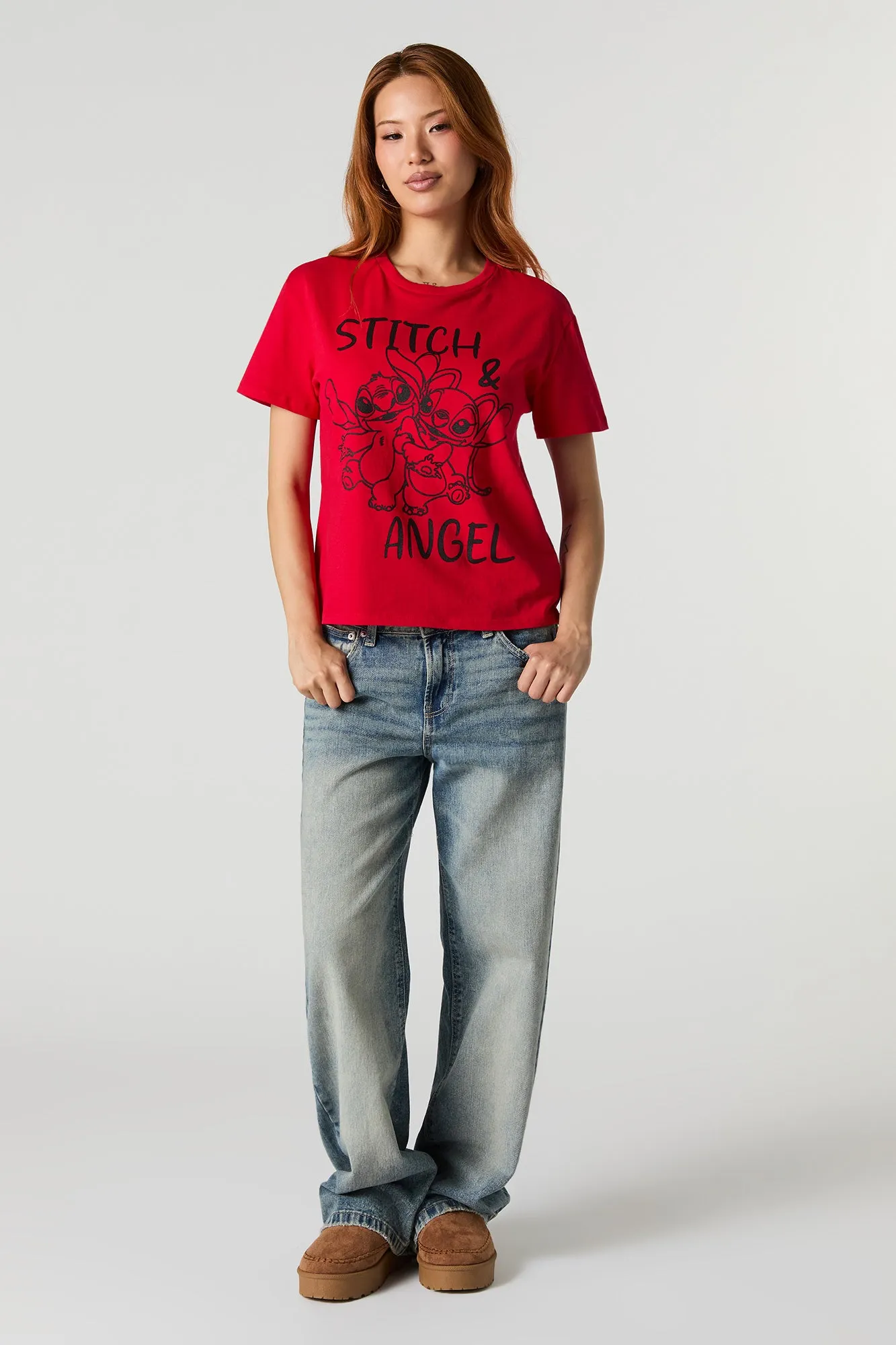 Stitch & Angel Graphic Boxy T-Shirt sold by Urban Planet product image thumbnail 3