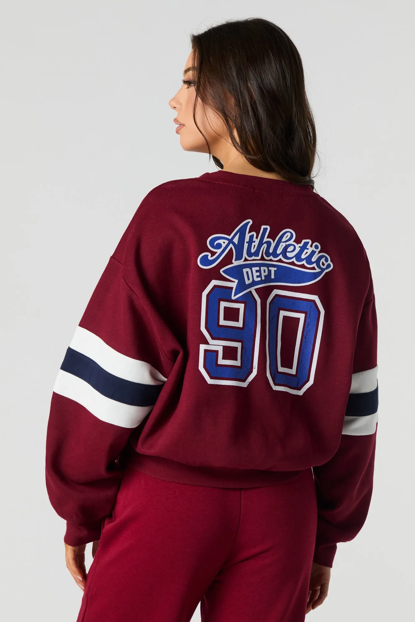 Athletic Graphic Fleece Cropped Sweatshirt sold by Urban Planet