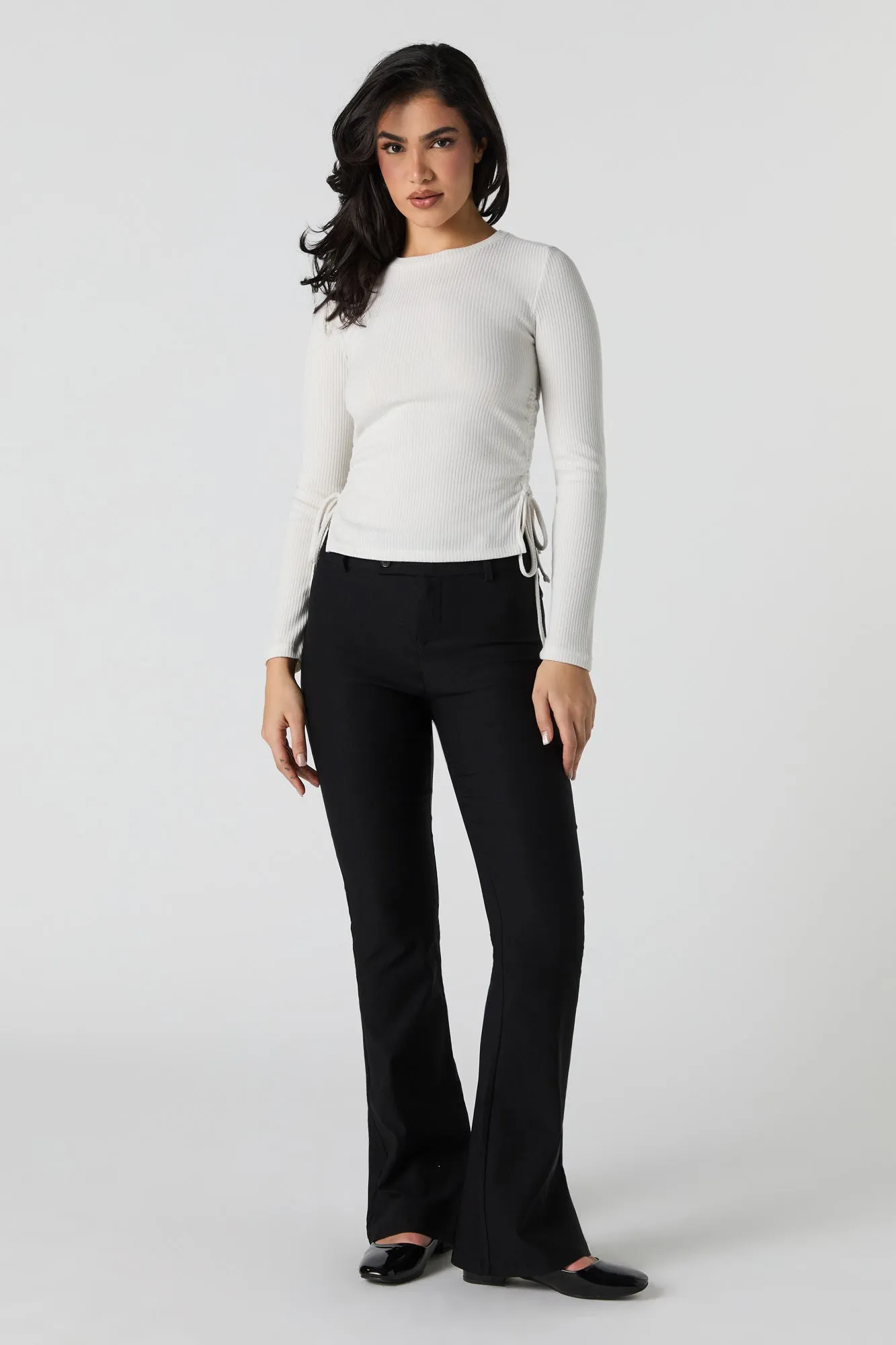 Ribbed Drawstring Side Long Sleeve Top sold by Urban Planet product image thumbnail 3