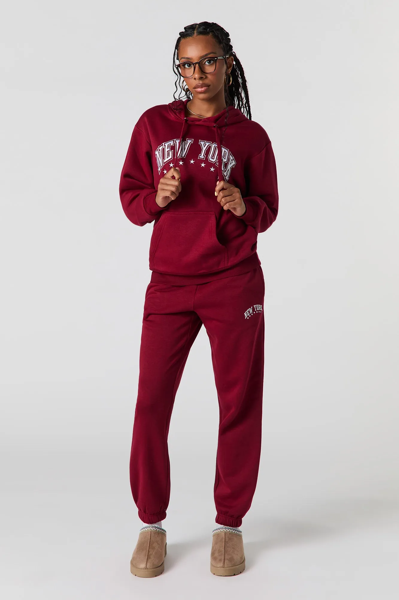NY Embroidered Classic Fleece Jogger sold by Urban Planet