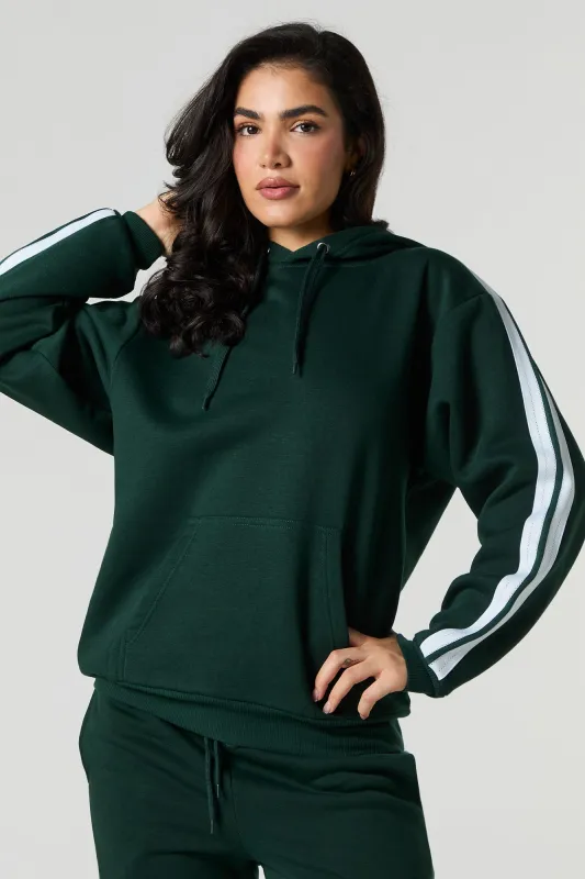 Fleece Striped Sleeve Hoodie sold by Urban Planet