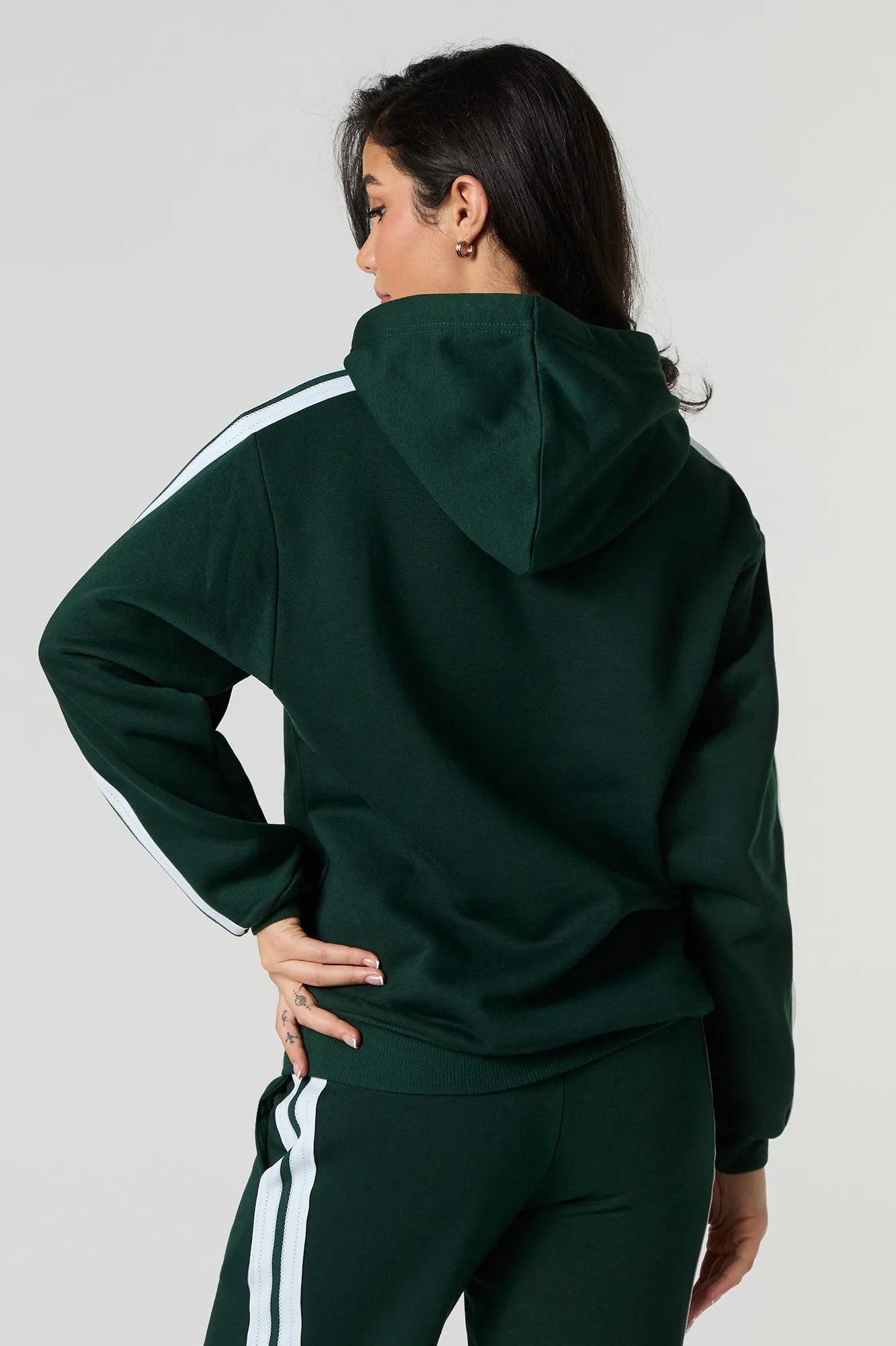 Fleece Striped Sleeve Hoodie sold by Urban Planet product image thumbnail 2