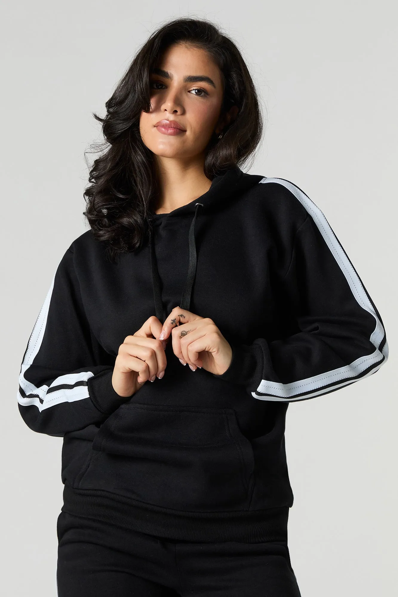 Haut à capuchon rayé en molleton sold by Urban Planet product image thumbnail 2