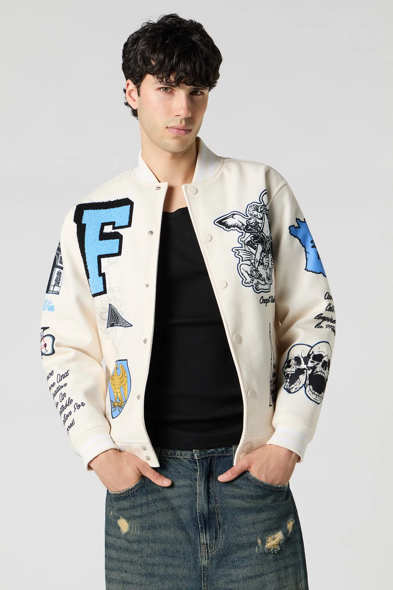 Chenille Embroidered Varsity Bomber Jacket sold by Urban Planet product image thumbnail 2