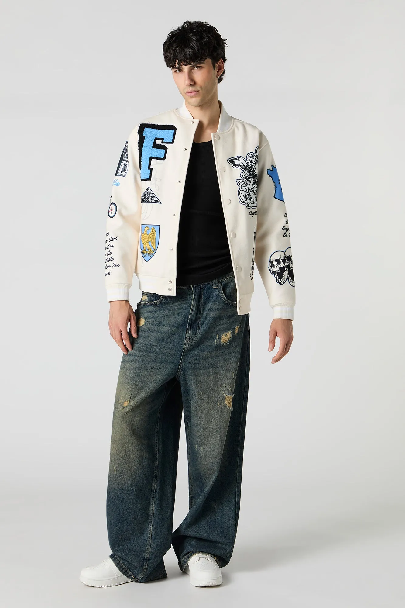 Chenille Embroidered Varsity Bomber Jacket sold by Urban Planet product image thumbnail 3