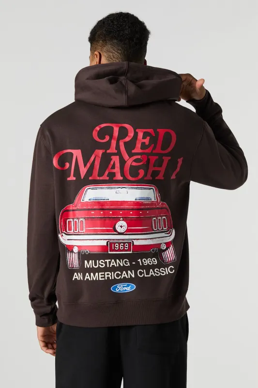 Ford Red Mustang Puff Print Fleece Hoodie sold by Urban Planet