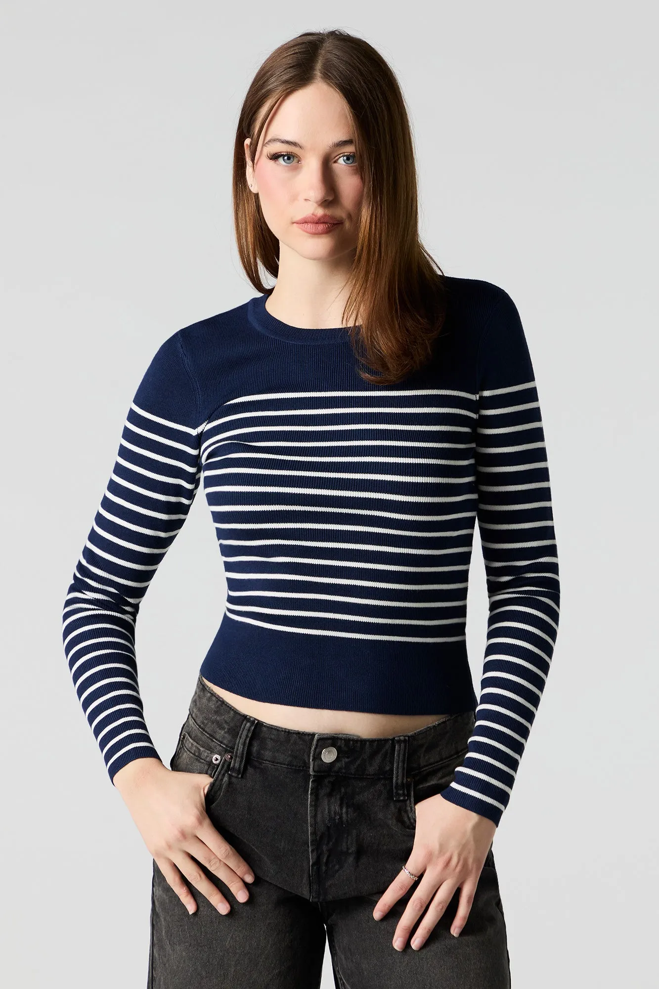 Striped Knit Sweater Top sold by Urban Planet
