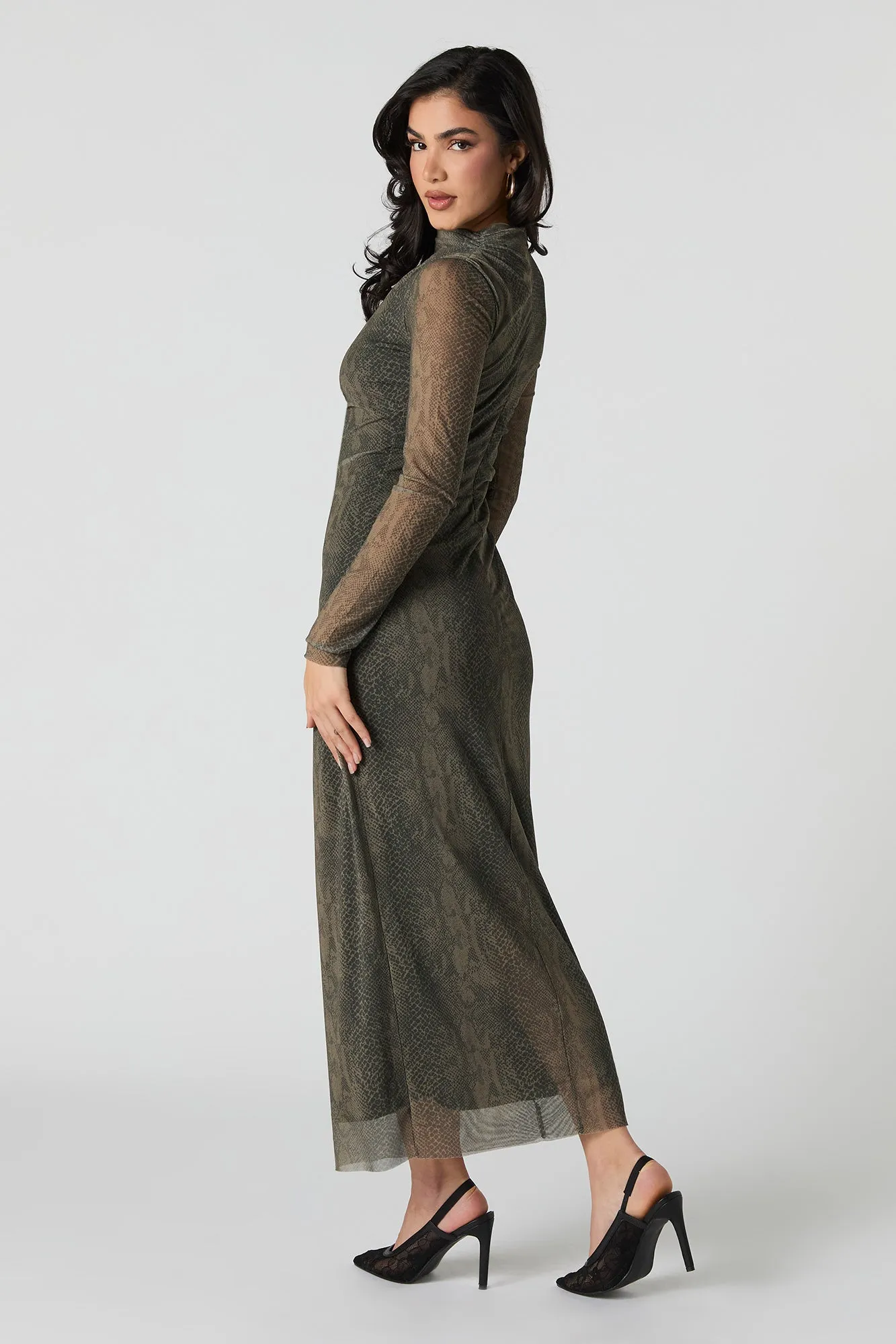 Mesh Overlay Printed Midi Dress sold by Urban Planet product image thumbnail 3
