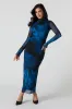 Mesh Overlay Printed Midi Dress sold by Urban Planet