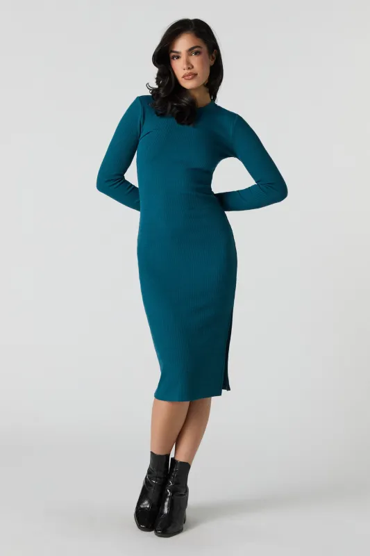 Ribbed Slit Midi Sweater Dress sold by Urban Planet