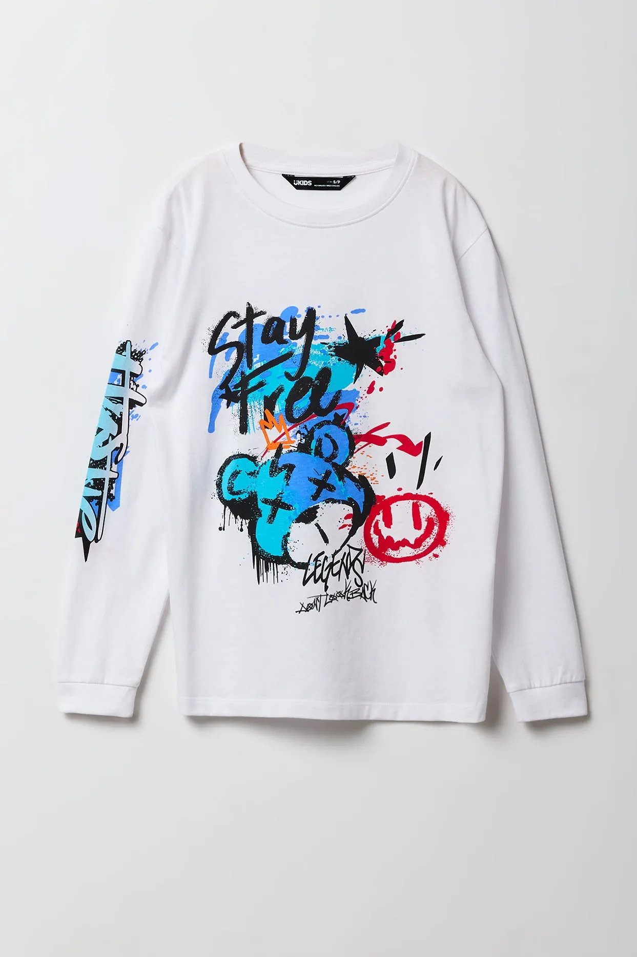 Boys Stay Free Graffiti Graphic Long Sleeve Top sold by Urban Planet