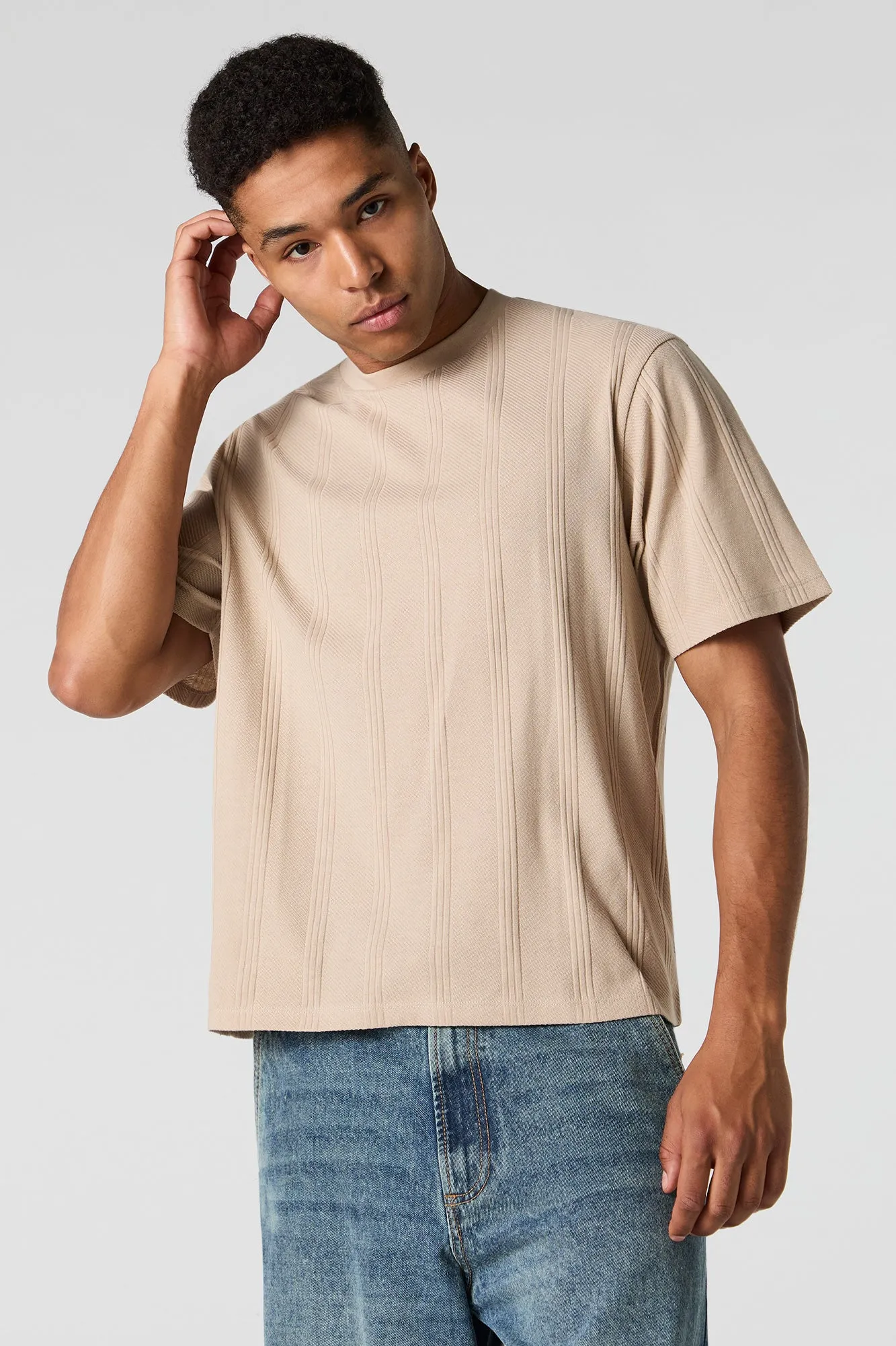 T-shirt carré texturé rayé sold by Urban Planet