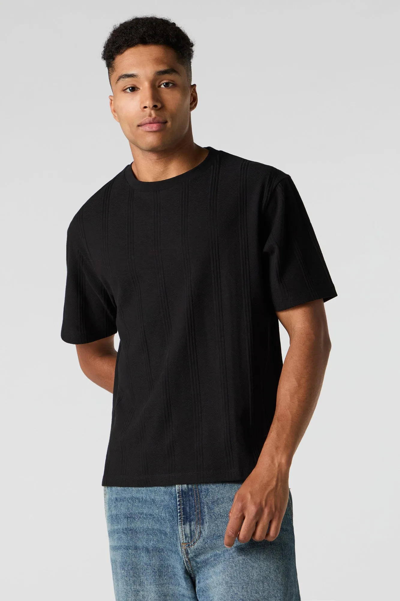 T-shirt carré texturé rayé sold by Urban Planet product image thumbnail 2