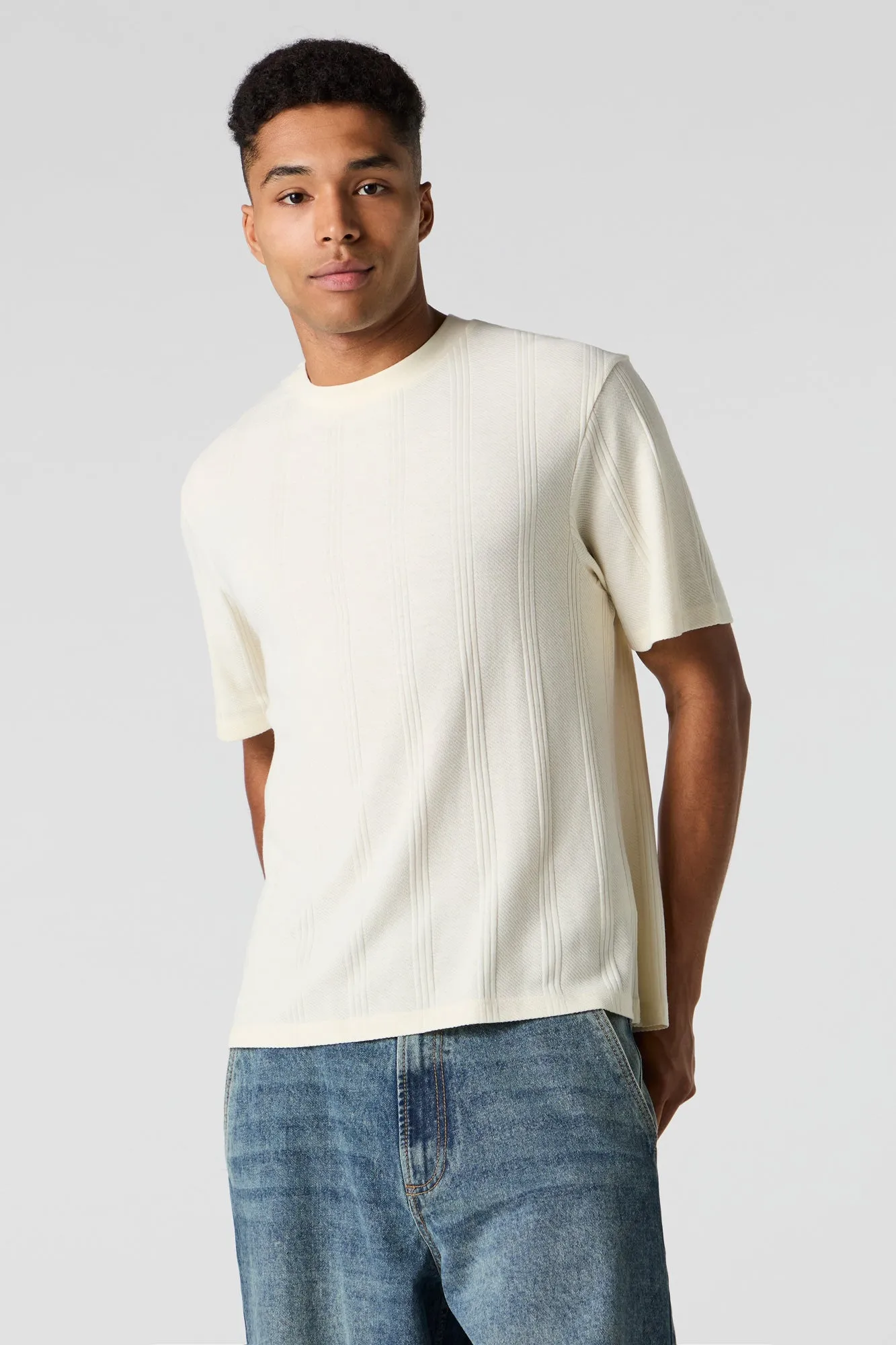 T-shirt carré texturé rayé sold by Urban Planet product image thumbnail 5