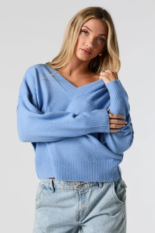 Mossy Knit V-Neck Sweater sold by Urban Planet