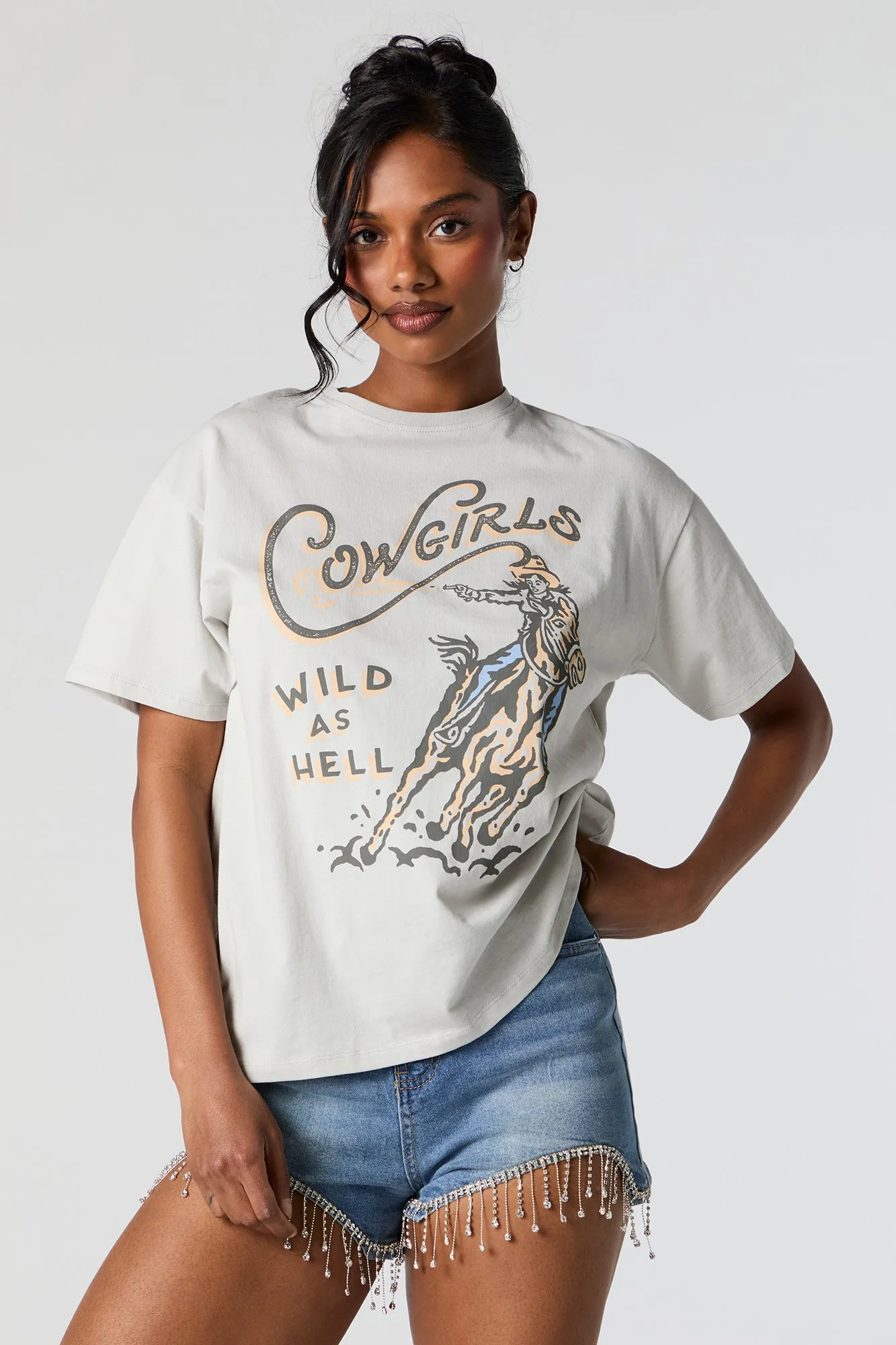 Wild Cowgirls Graphic Boyfriend T-Shirt sold by Urban Planet