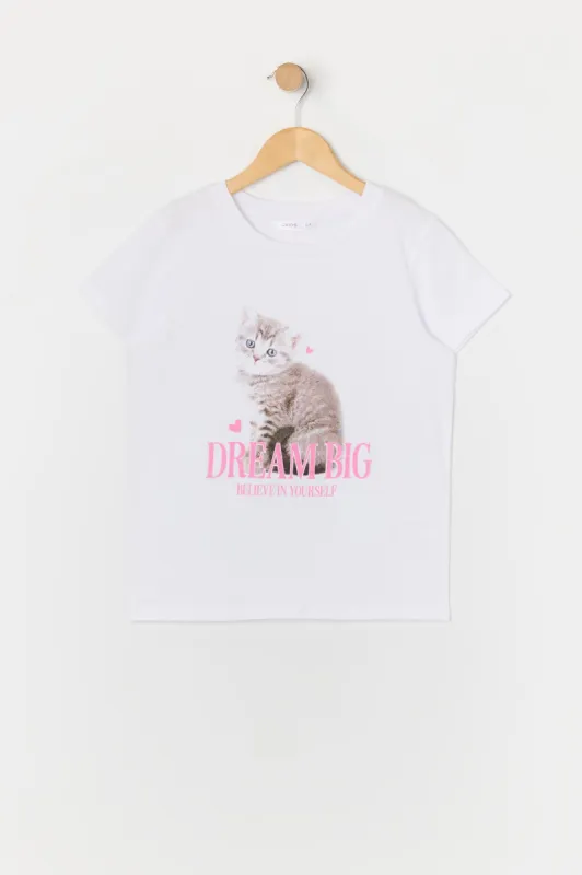 Girls Dream Big Kitty Graphic T-Shirt sold by Urban Planet