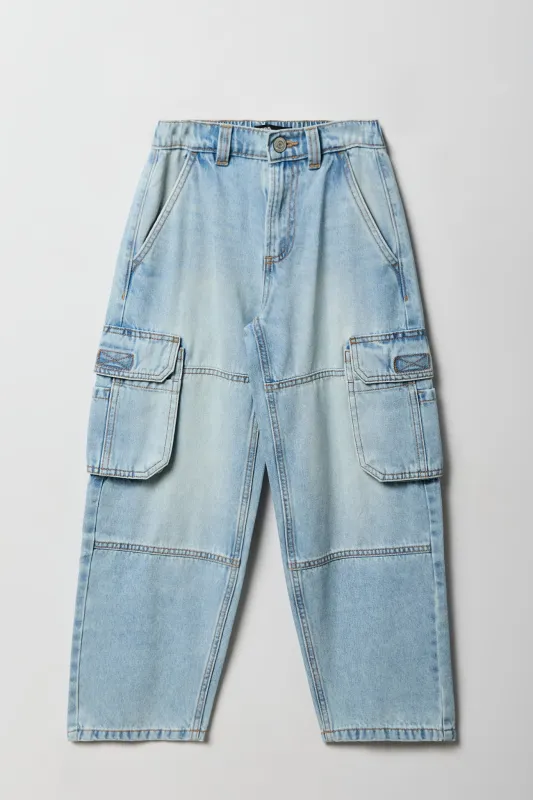 Jean cargo rigide à jambe large pour garçons sold by Urban Planet