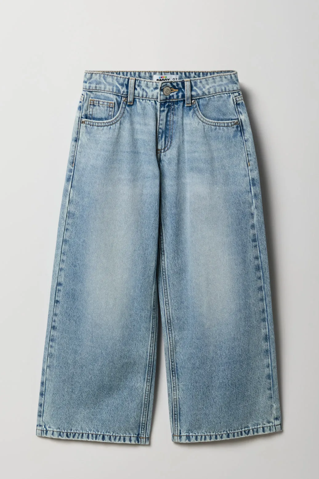 Jean rigide baggy à jambe large pour filles sold by Urban Planet