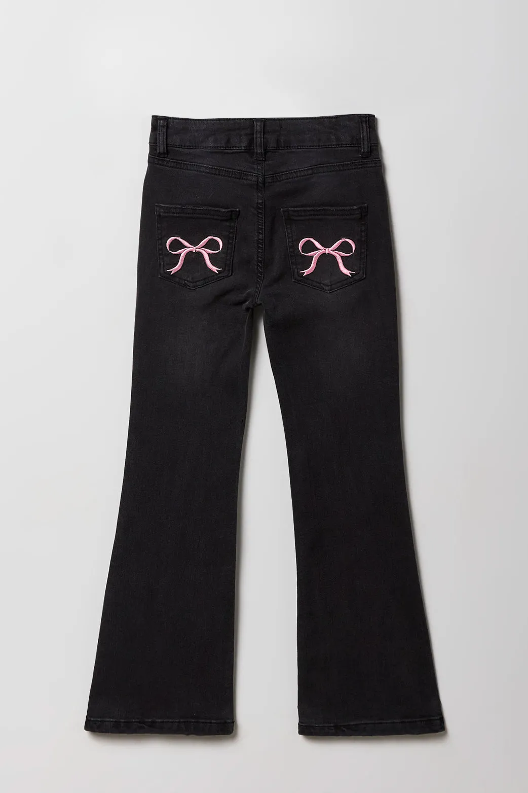 Girls Bow Embroidered Pocket Flare Jean sold by Urban Planet
