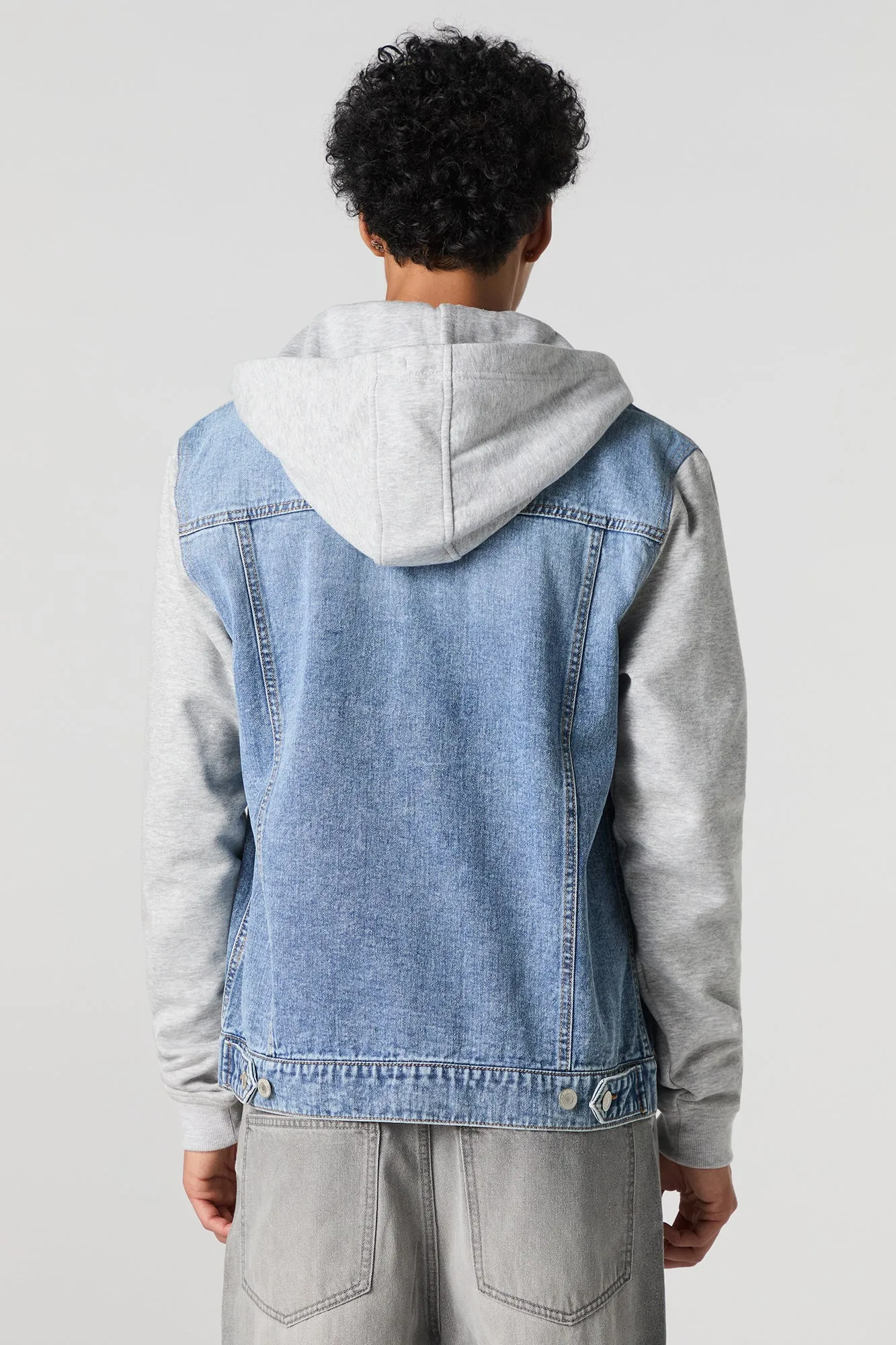 Boxy Denim Fleece Hooded Trucker Jacket sold by Urban Planet product image thumbnail 2
