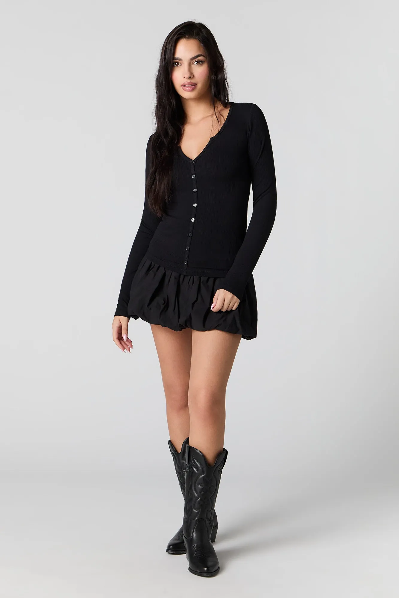 Haut côtelé boutonné à manche longue sold by Urban Planet product image thumbnail 4