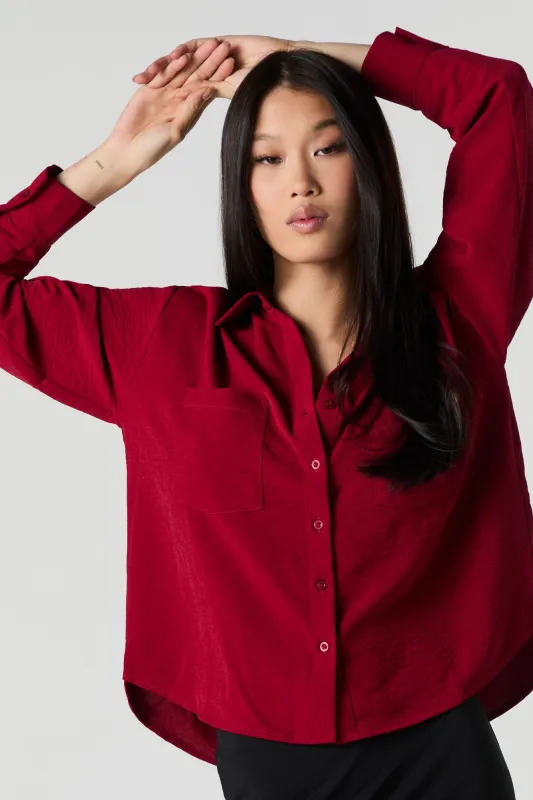 Flowy Long Sleeve Button-Up Top sold by Urban Planet