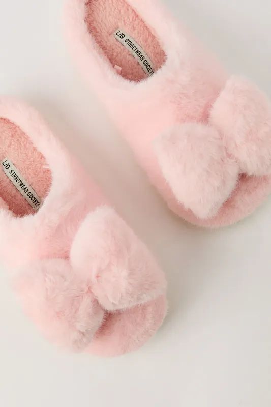 Faux Fur Bow Slippers sold by Urban Planet