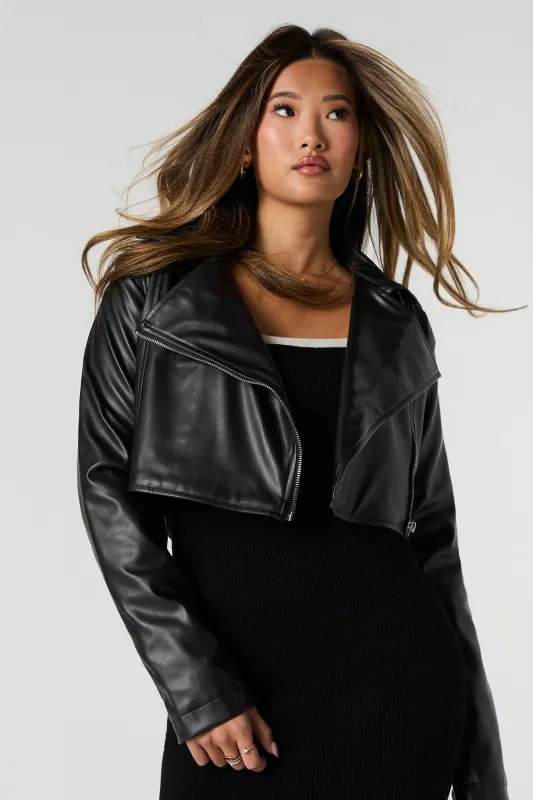 Cropped Faux Leather Jacket sold by Urban Planet