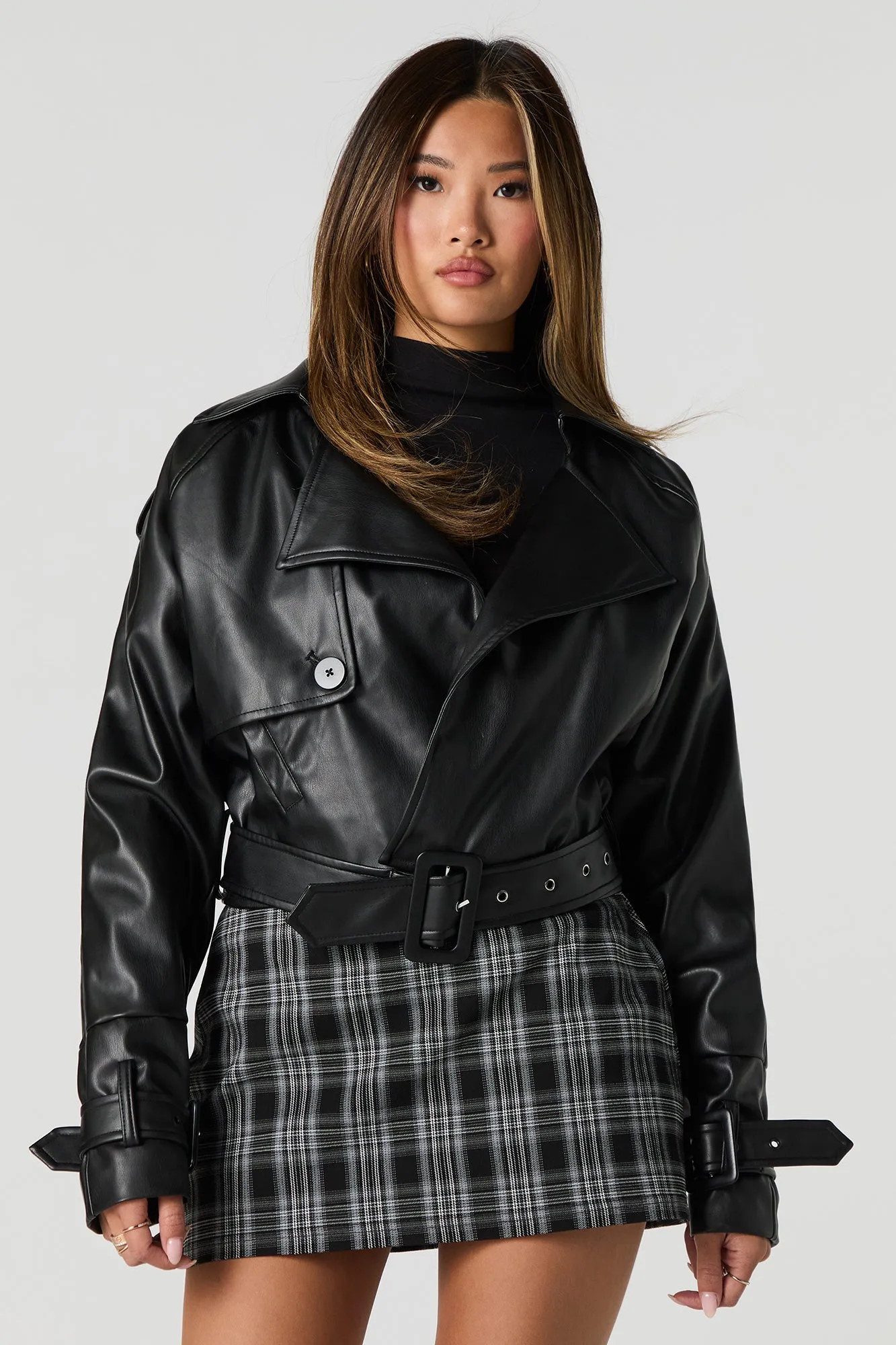Oversized Belted Faux Leather Jacket sold by Urban Planet