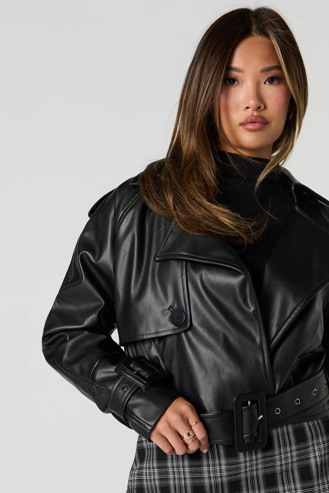 Oversized Belted Faux Leather Jacket sold by Urban Planet product image thumbnail 4