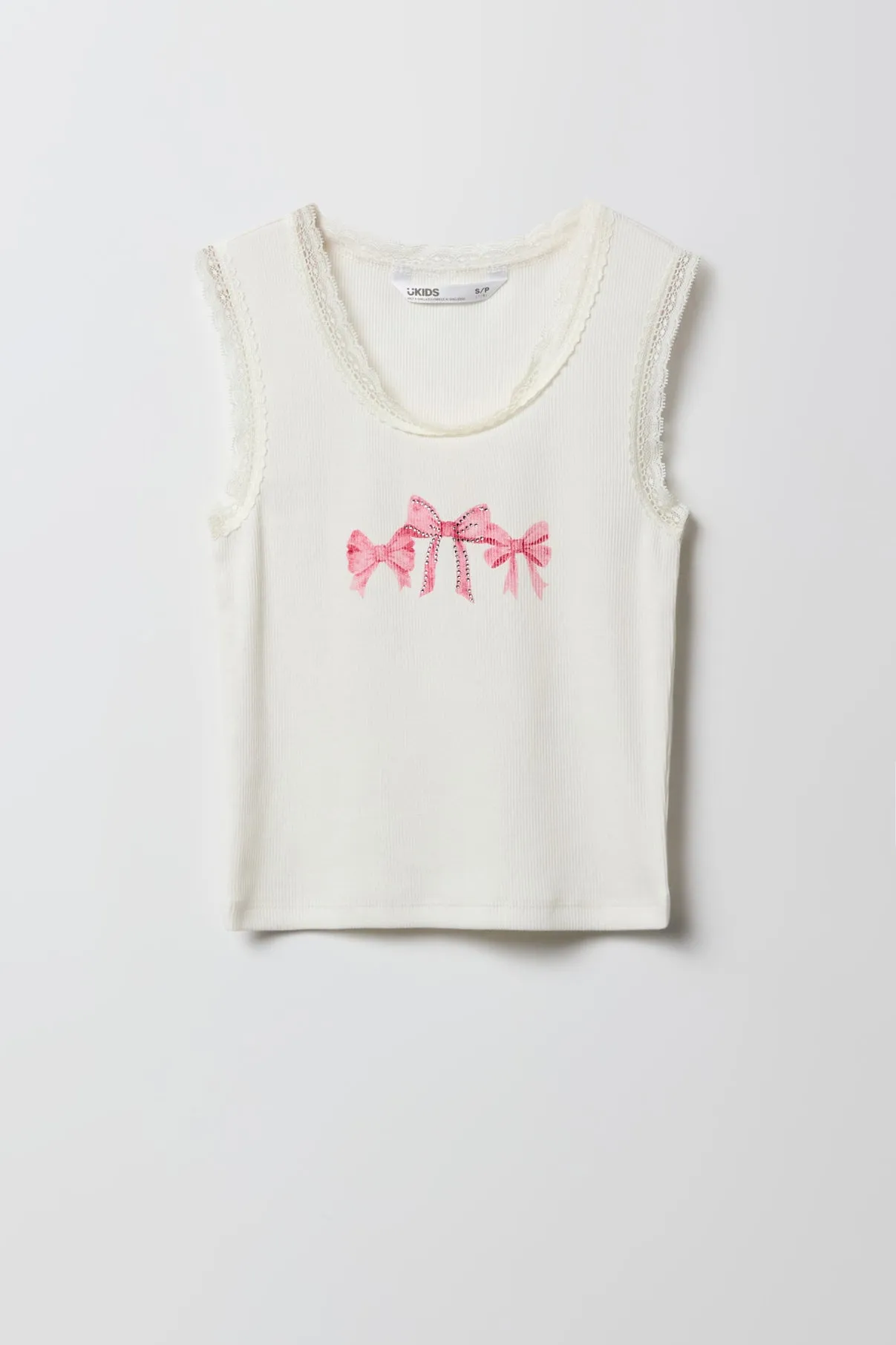 Girls Graphic Ribbed Lace Trim Tank sold by Urban Planet product image thumbnail 5