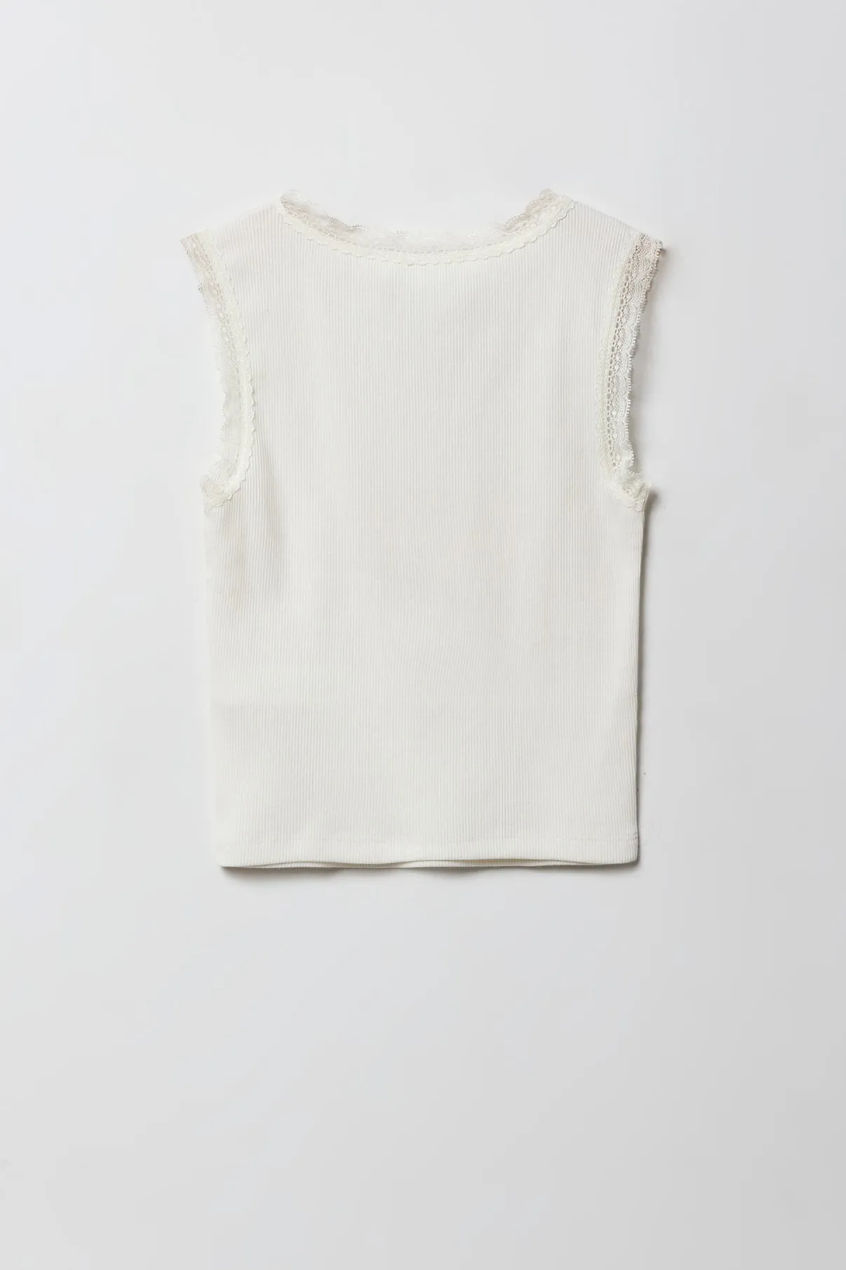 Camisole côtelée imprimée à bordure en dentelle pour filles sold by Urban Planet product image thumbnail 4