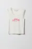 Camisole côtelée imprimée à bordure en dentelle pour filles sold by Urban Planet