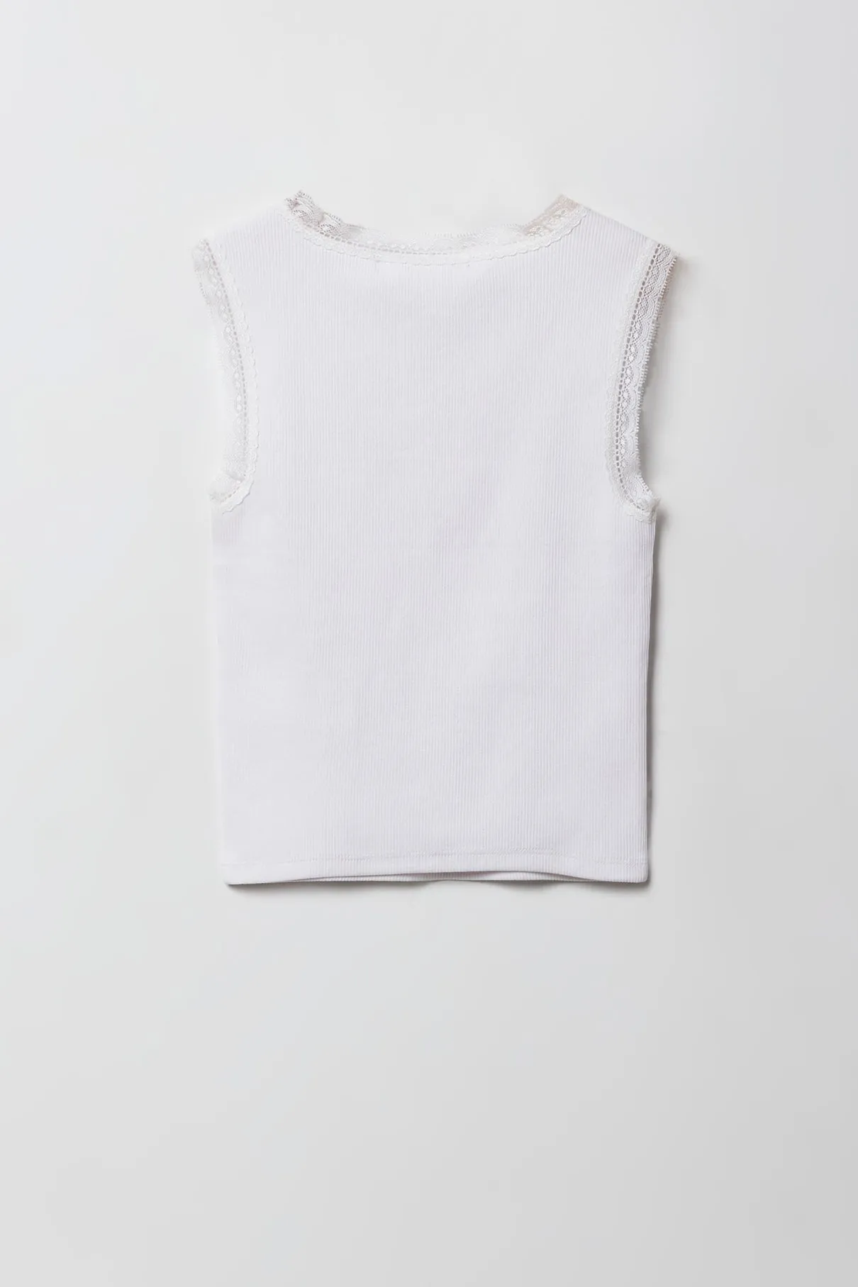 Camisole côtelée imprimée à bordure en dentelle pour filles sold by Urban Planet product image thumbnail 2