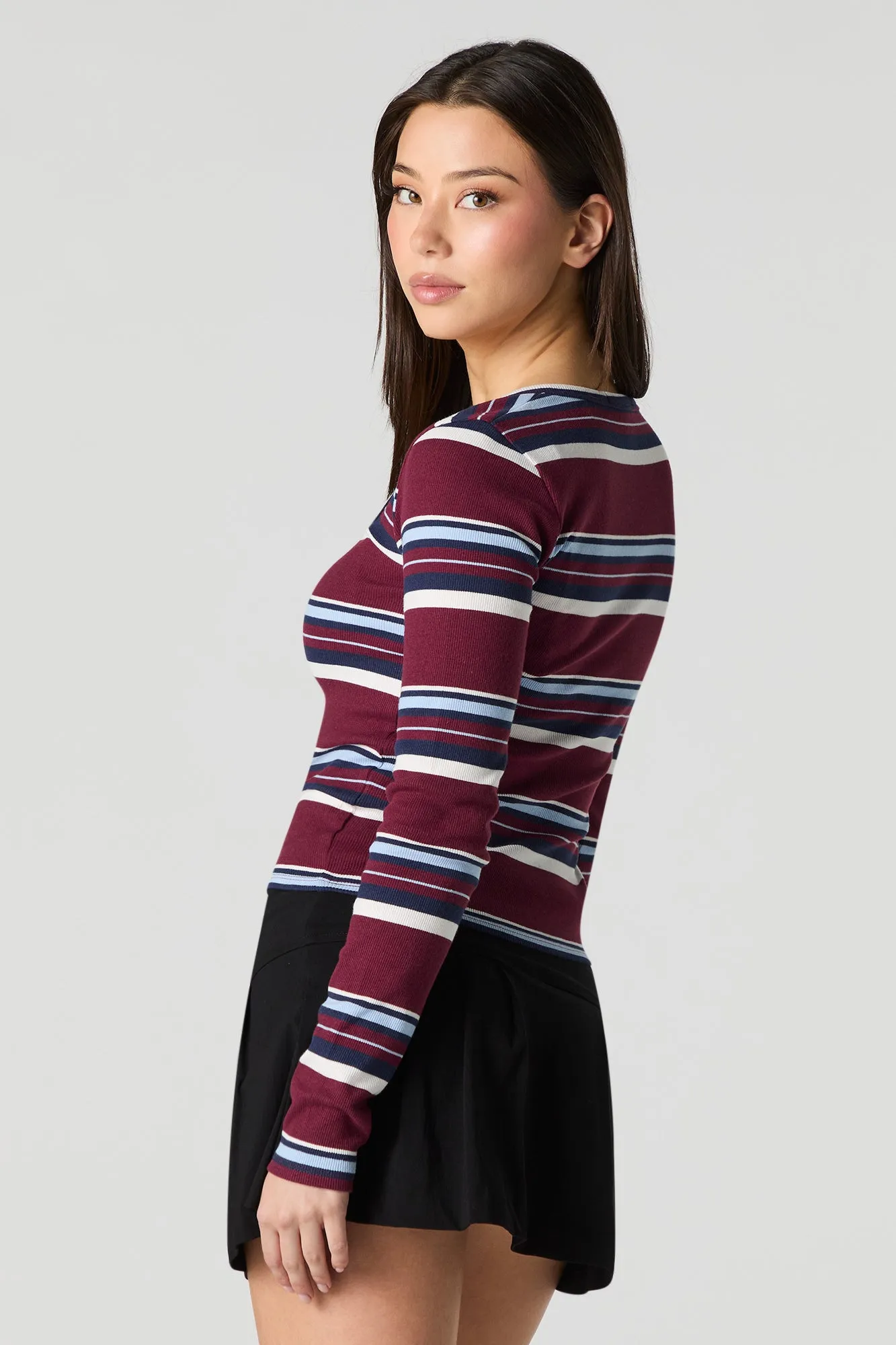 Ribbed Long Sleeve Henley Top sold by Urban Planet product image thumbnail 2