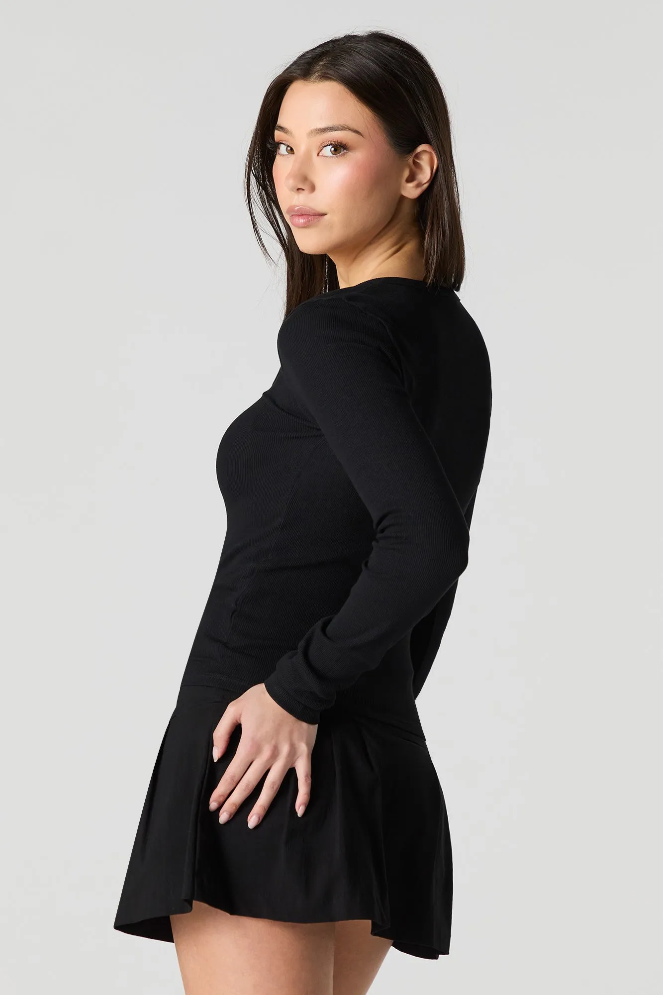 Haut Henley côtelé à manche longue sold by Urban Planet product image thumbnail 3