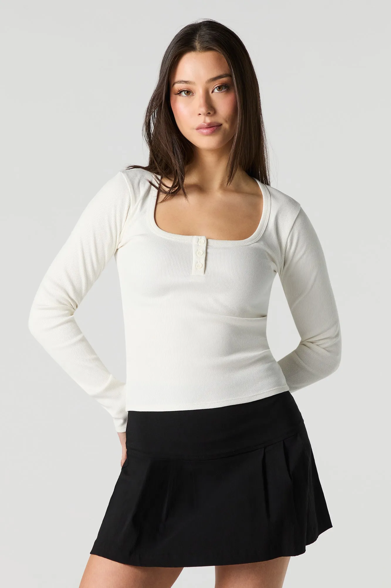 Haut Henley côtelé à manche longue sold by Urban Planet product image thumbnail 5