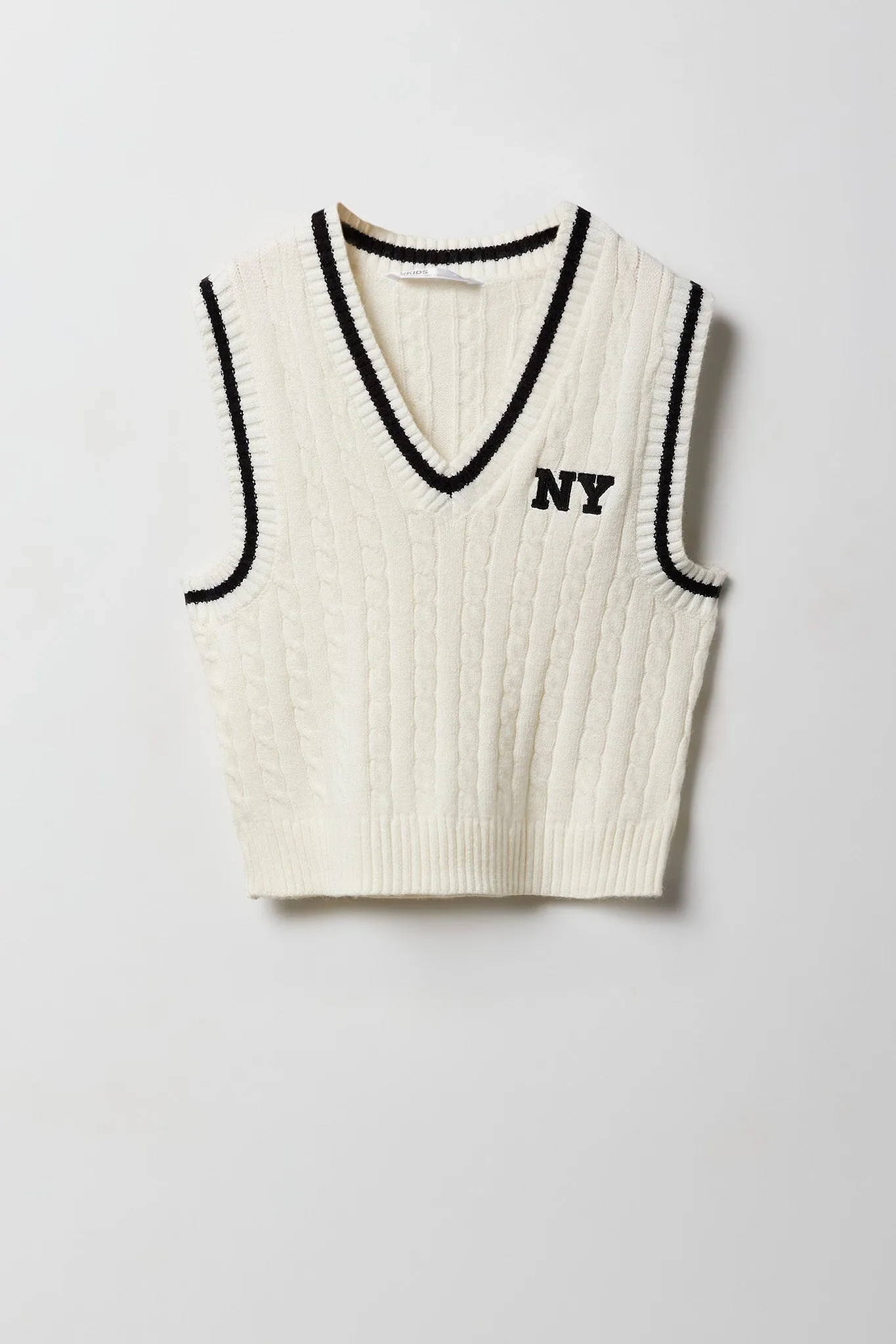 Girls Cable Knit Sweater Vest sold by Urban Planet product image thumbnail 3