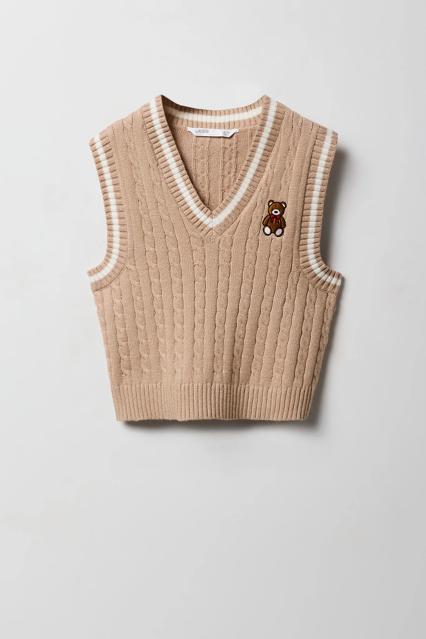 Girls Cable Knit Sweater Vest sold by Urban Planet